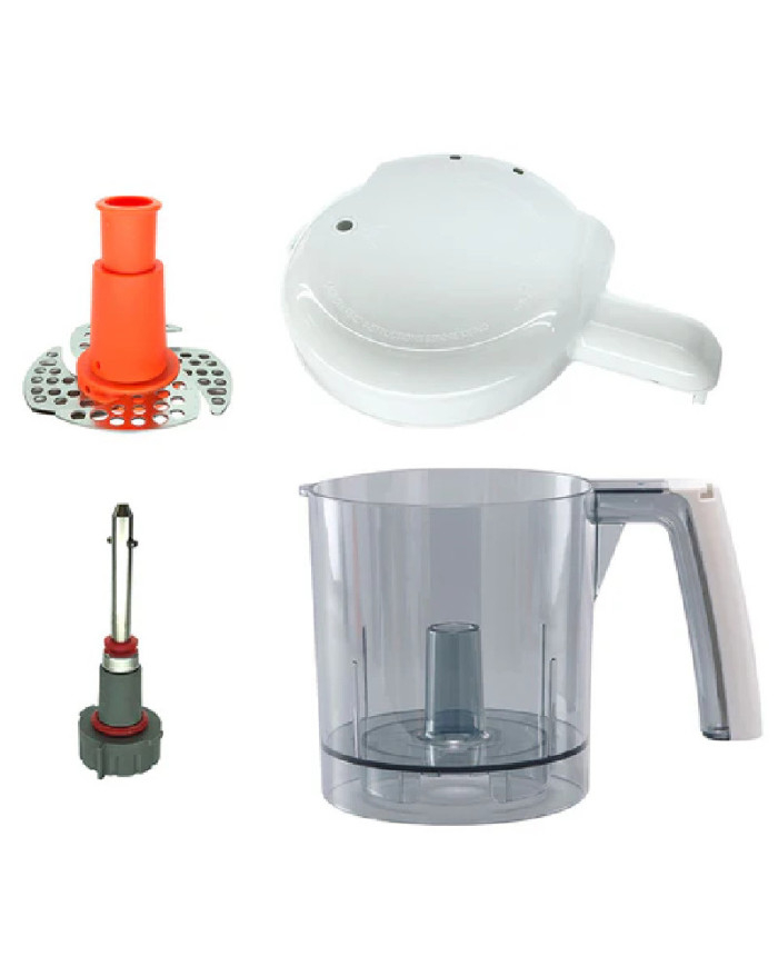 Baby Brezza One Step Deluxe rinkinio dalys – indas su rankena dangtis peiliukas ir smulkinimo priedas