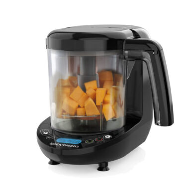 Baby Brezza One Step Deluxe garintuvas trintuvas juodos spalvos su moliūgo gabaliukais inde