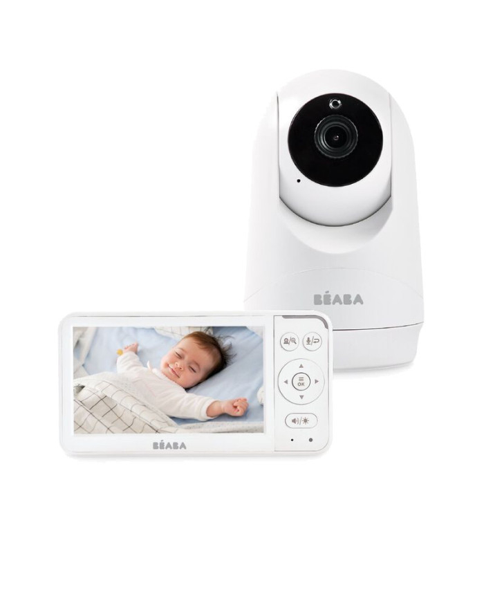 BEABA ZEN +2 video auklė balta su 5 colių monitoriumi ir besisukančia kamera