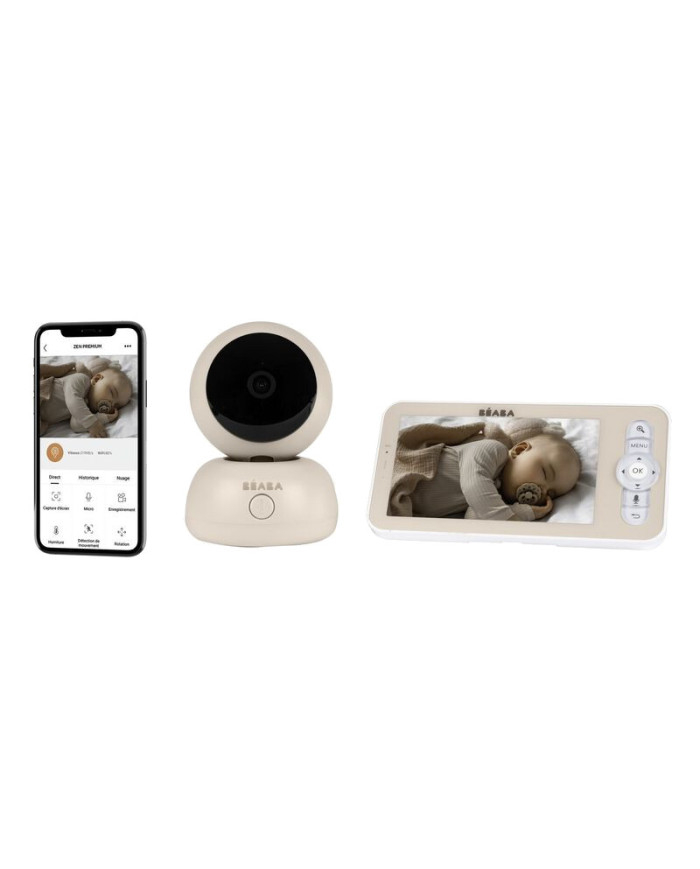 BEABA Zen Premium video auklė Clay su kamera monitoriumi ir programėle išmaniajame telefone