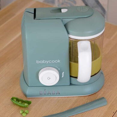 BEABA Babycook Solo Eucalyptus Green ant medinio stalo su daržovių tyre ir mentele