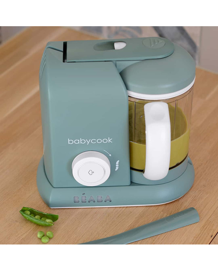 BEABA Babycook Solo Eucalyptus Green ant medinio stalo su daržovių tyre ir mentele