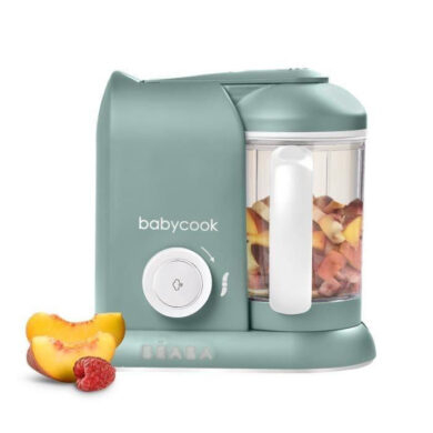 BEABA Babycook Solo garintuvas trintuvas Eucalyptus Green su vaisių gabaliukais inde