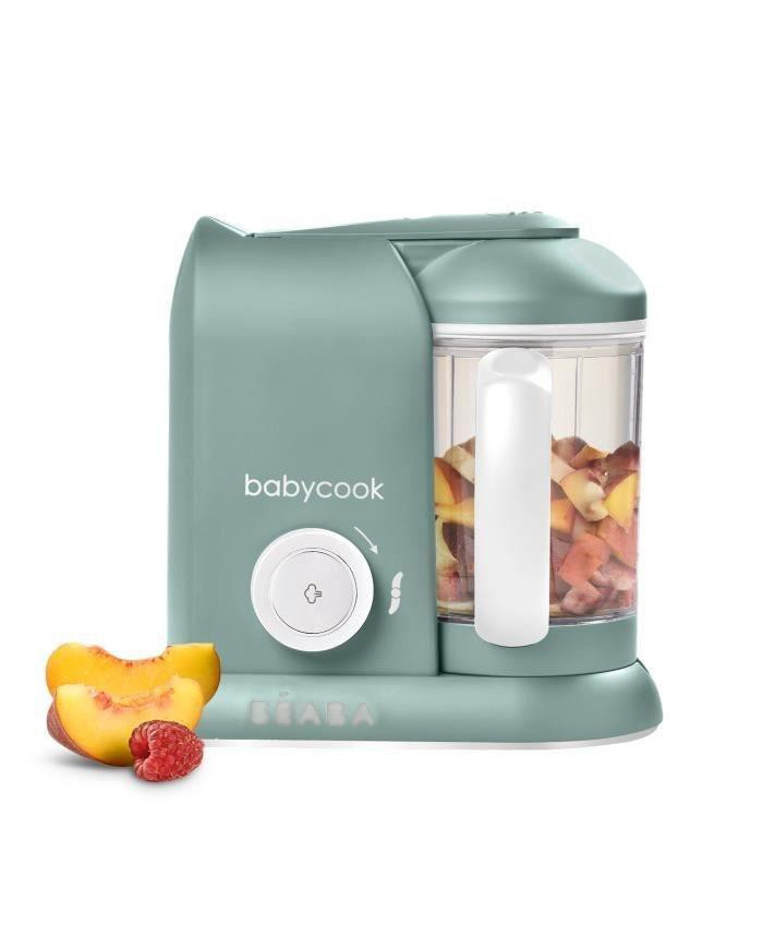 BEABA Babycook Solo garintuvas trintuvas Eucalyptus Green su vaisių gabaliukais inde