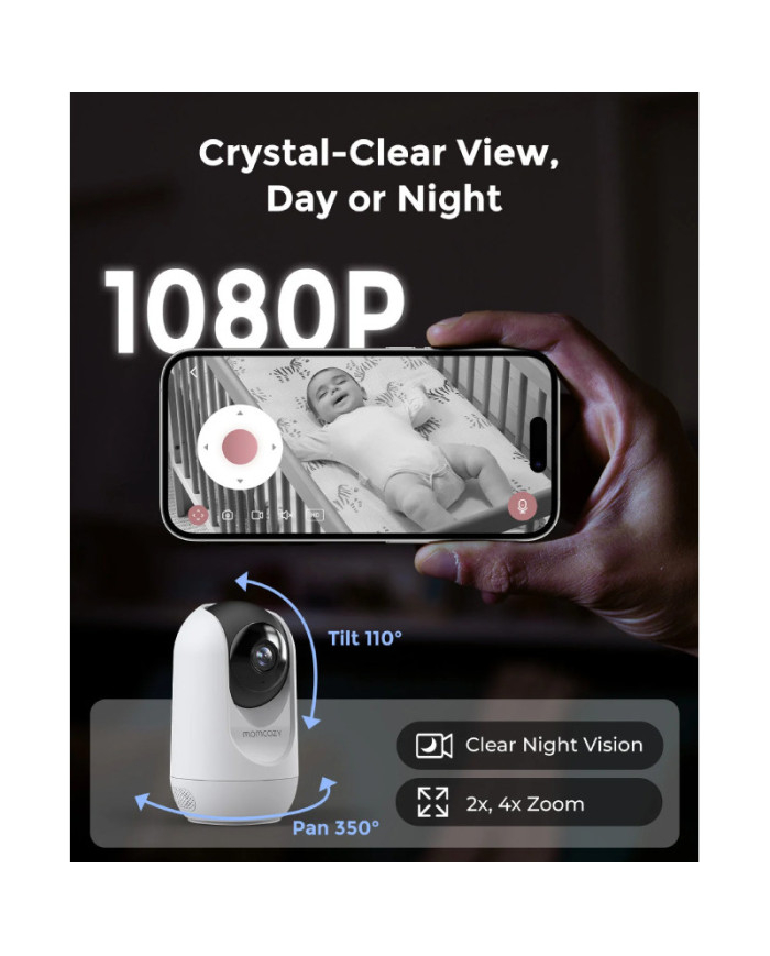 Momcozy BM04 kameros 1080p vaizdas telefone su 350° pasukimu ir naktiniu matymu