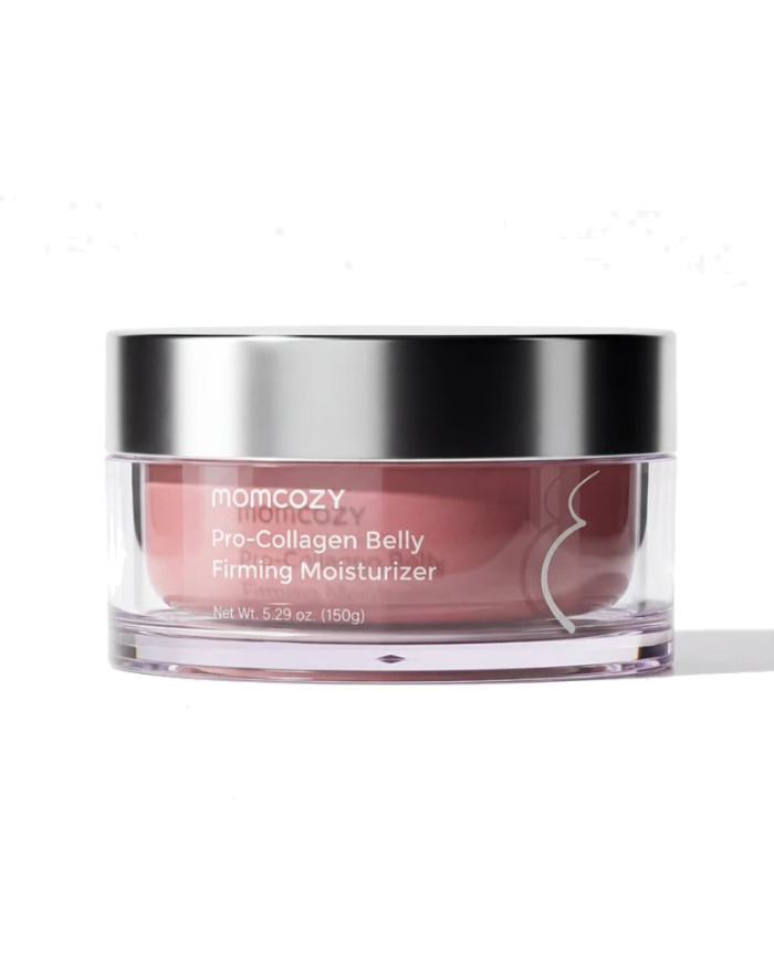 Momcozy Pro-Collagen stangrinamasis pilvo odos kremas 150 g skaidriame indelyje su sidabriniu dangteliu