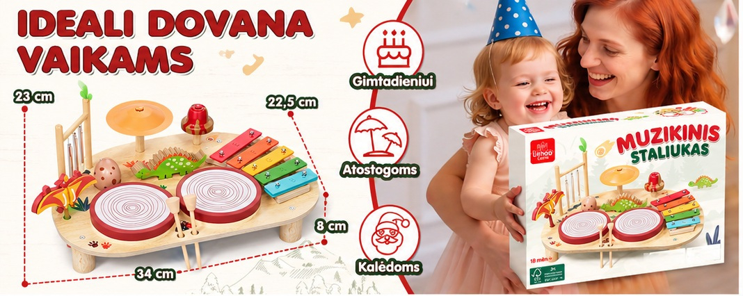 Lehoo Castle Montessori medinis muzikinis žaislas 8in1