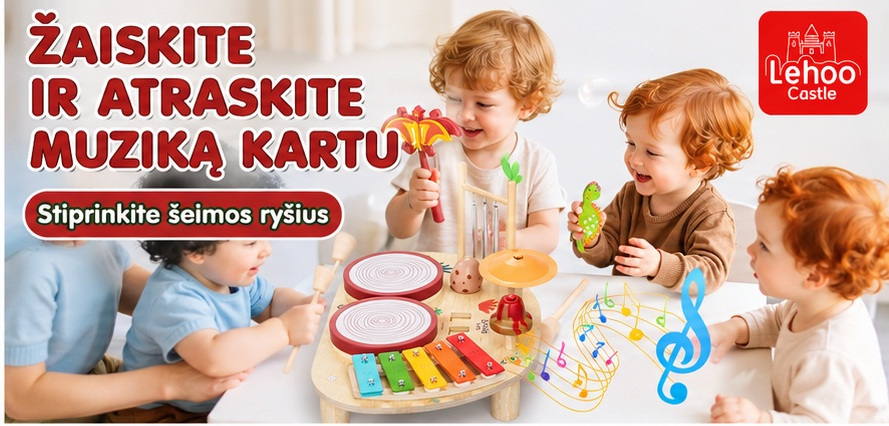 Lehoo Castle Montessori medinis muzikinis žaislas 8in1