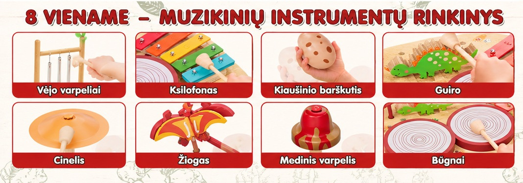 Lehoo Castle Montessori medinis muzikinis žaislas 8in1